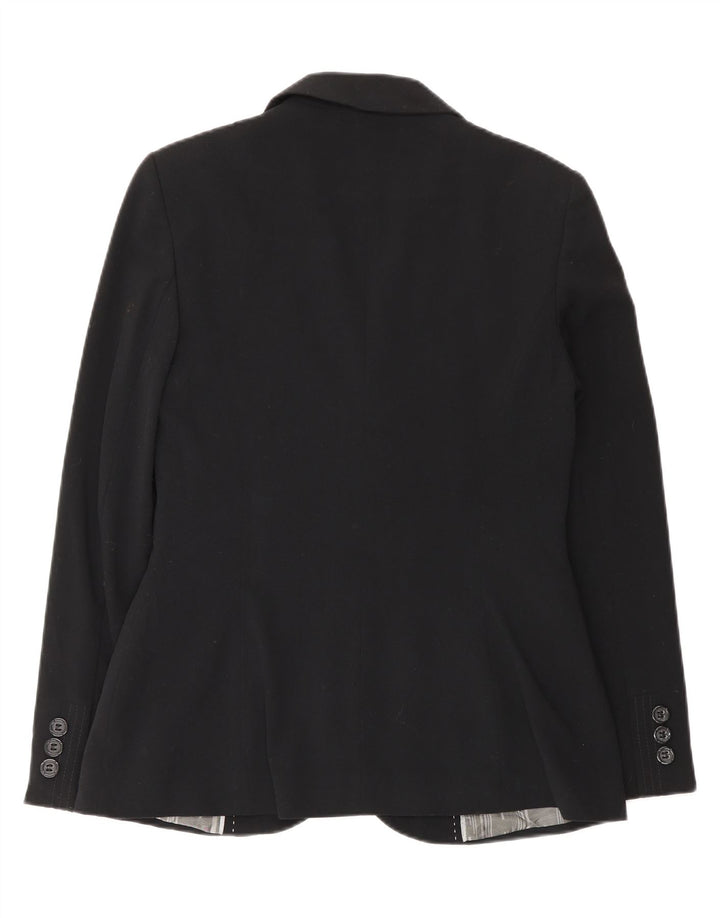 Marks & Spencer Womens 1 Button Blazer Jacket UK 10 Small Black Polyester