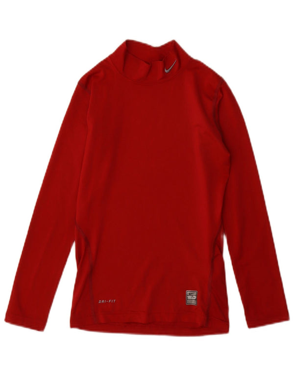 Nike Girls Dri Fit Top Long Sleeve 10-11 Years Medium Burgundy Polyester