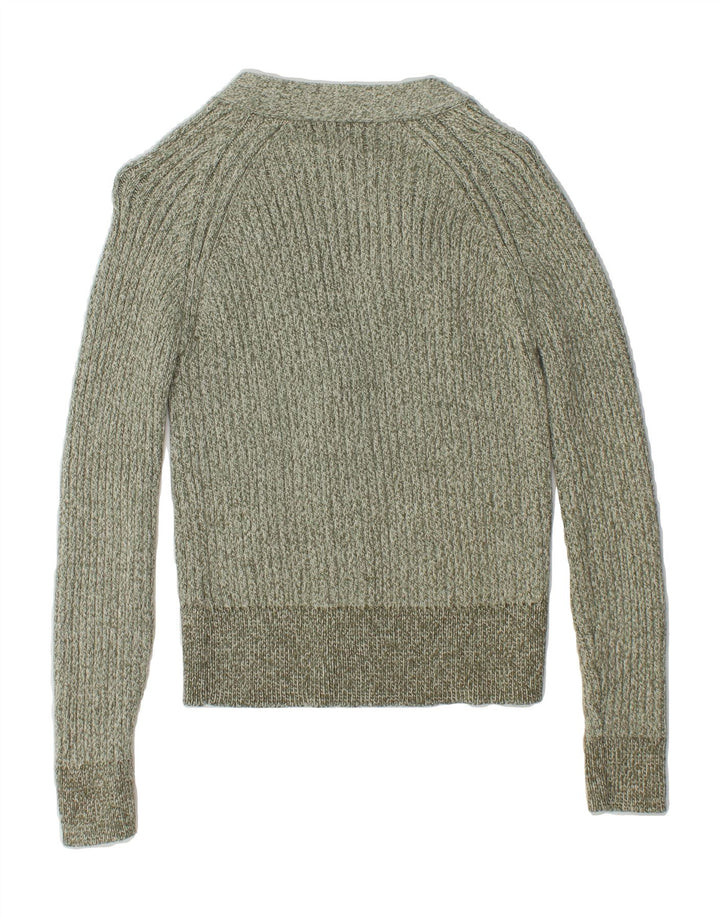 MARKS & SPENCER Womens Cardigan Sweater UK 10 Small Green Cotton Vintage Marks & Spencer and Second-Hand Marks & Spencer from Messina Hembry 