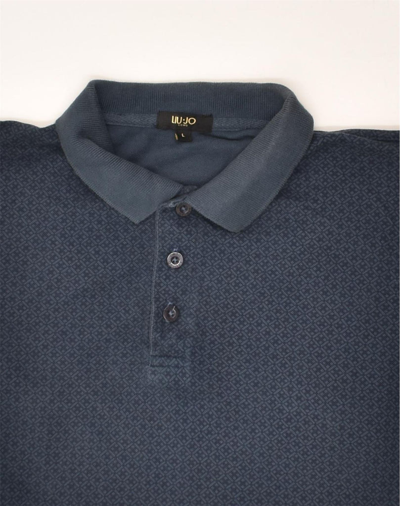 LIU JO Mens Polo Shirt Large Navy Blue Cotton | Vintage Liu Jo | Thrift | Second-Hand Liu Jo | Used Clothing | Messina Hembry 