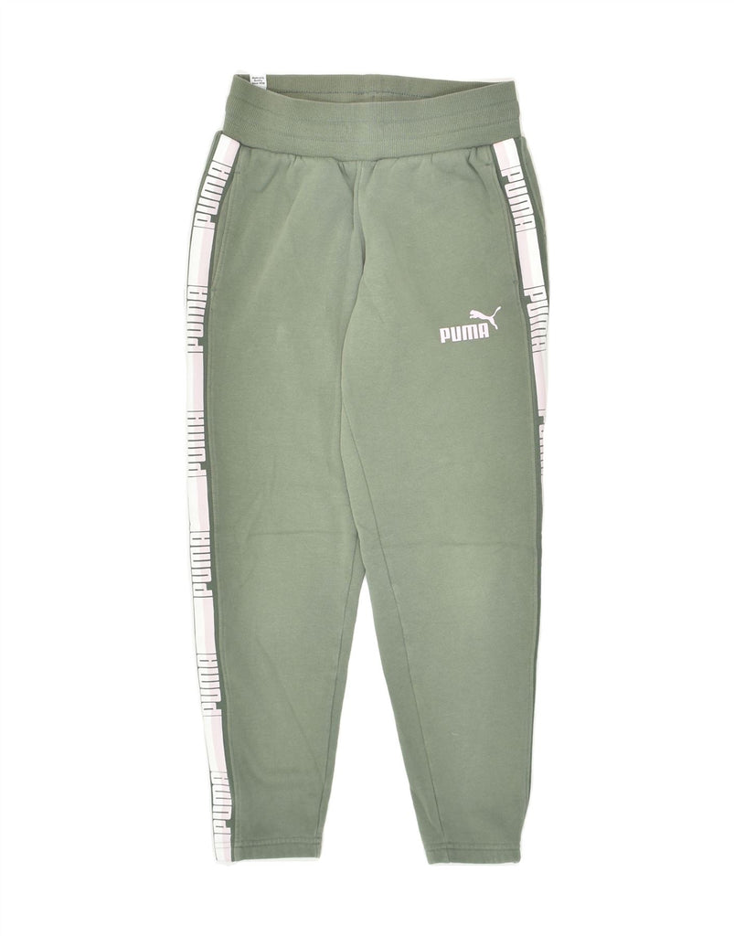 PUMA Girls Tracksuit Trousers Joggers 9-10 Years Medium  Green Cotton | Vintage Puma | Thrift | Second-Hand Puma | Used Clothing | Messina Hembry 