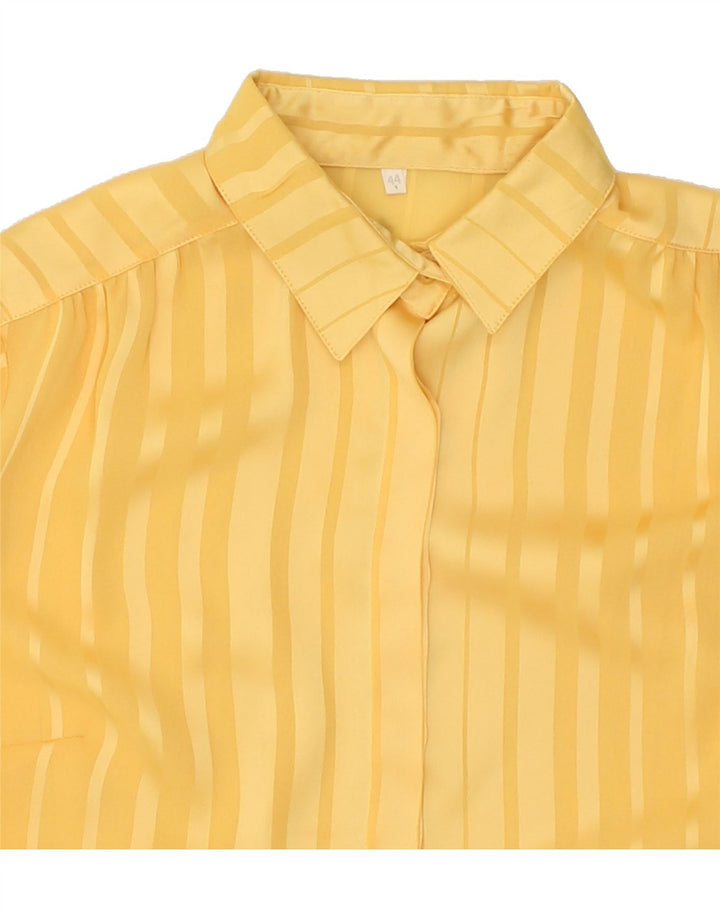 VINTAGE Womens 3/4 Sleeve Shirt EU 44 XL Yellow Striped Polyester Vintage Vintage and Second-Hand Vintage from Messina Hembry 