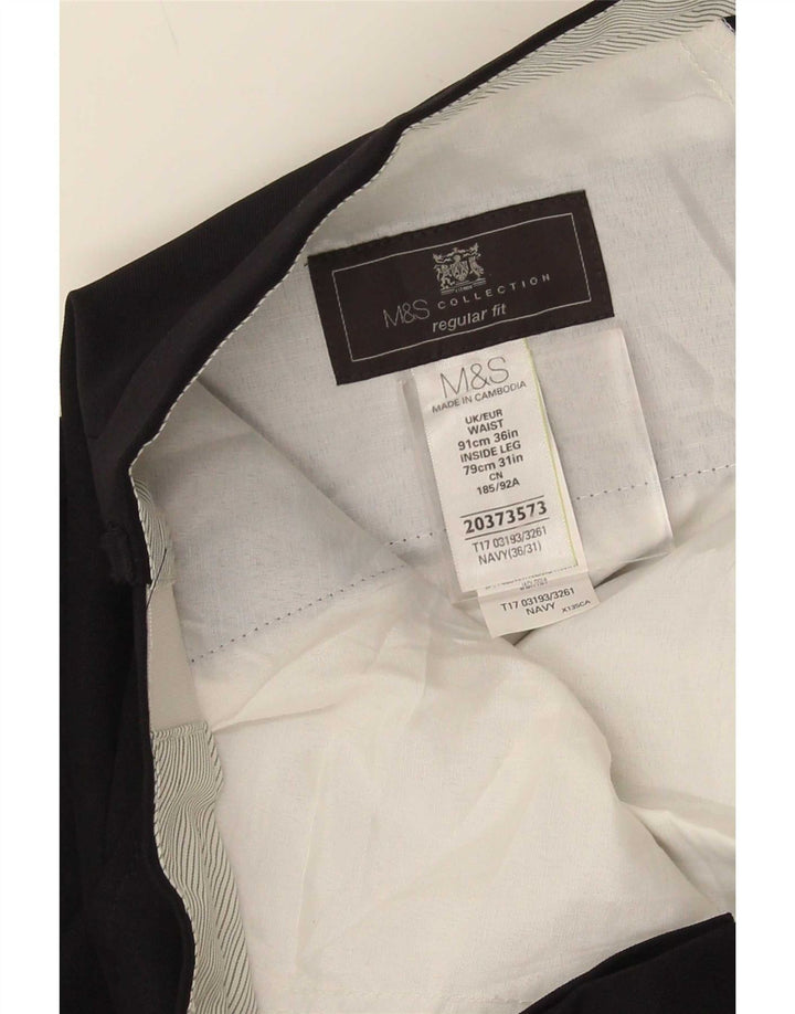 Marks & Spencer Mens Straight Regular Fit Suit Trousers W36 L31 Navy Blue