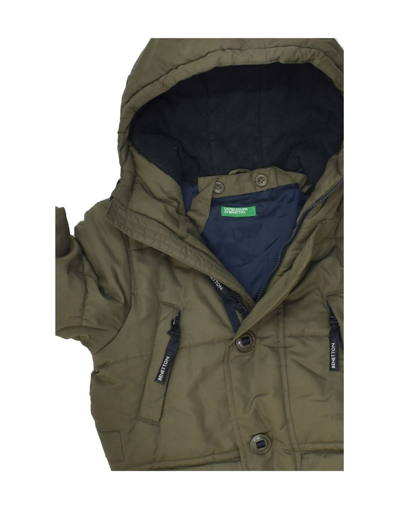 BENETTON Boys Hooded Parka Jacket 3-4 Years XS Khaki Polyester | Vintage Benetton | Thrift | Second-Hand Benetton | Used Clothing | Messina Hembry 