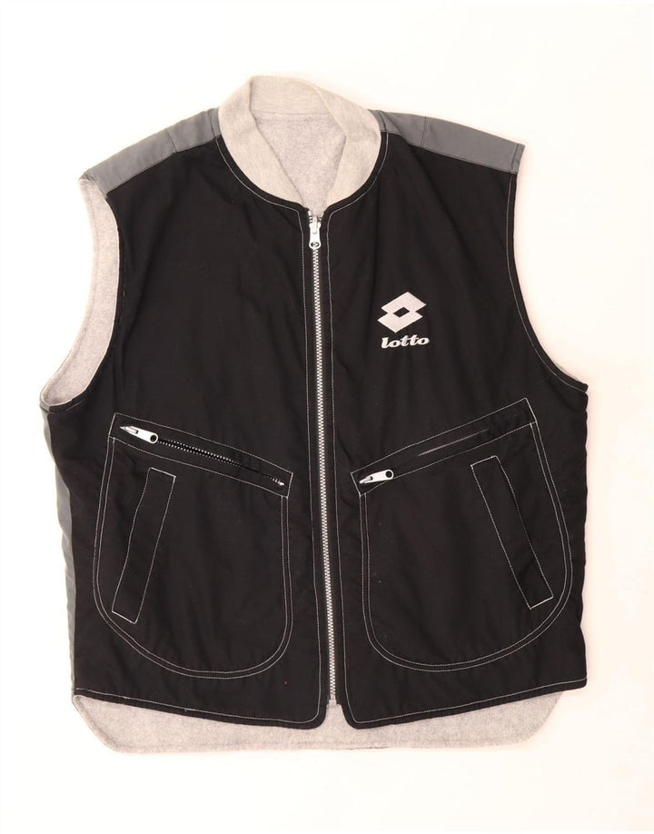 Lotto Mens Graphic Reversible Gilet UK 40 Large Black Polyester