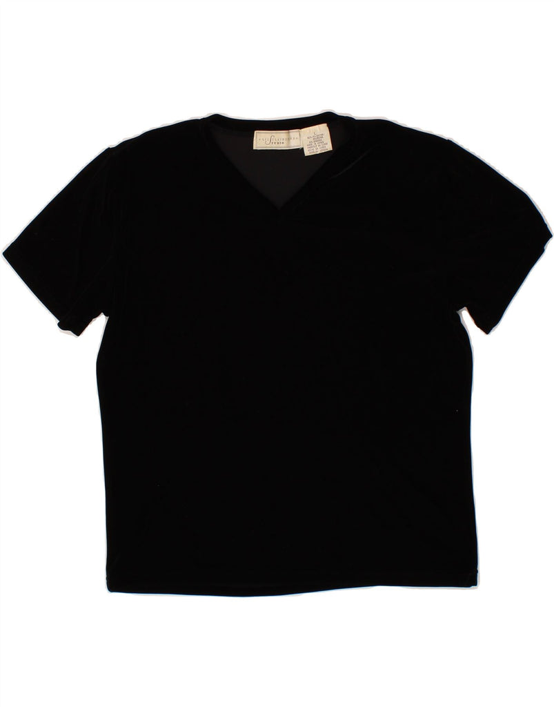 LIZ CLAIBORNE Womens T-Shirt Top UK 16 Large Black Polyester Vintage Liz Claiborne and Second-Hand Liz Claiborne from Messina Hembry 