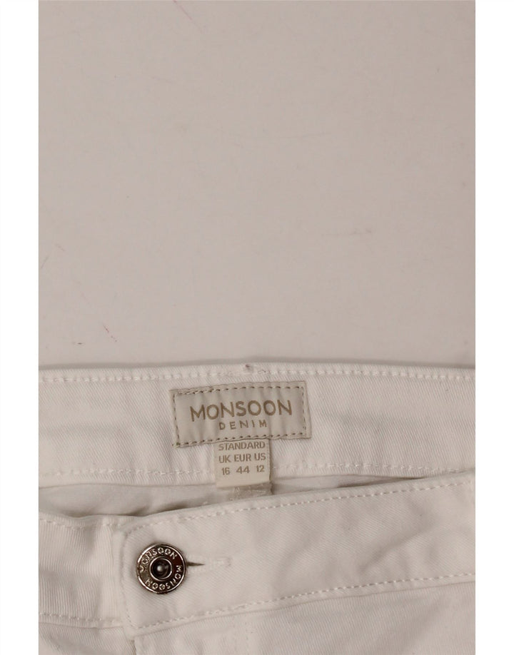 MONSOON Womens Slim Jeans UK 16 Large W34 L29 White Cotton Vintage Monsoon and Second-Hand Monsoon from Messina Hembry 