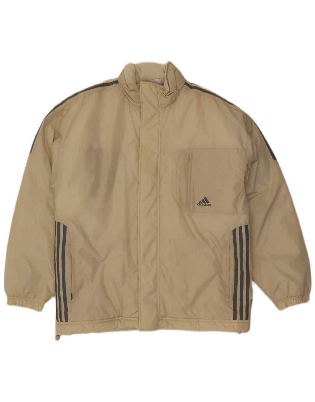 Adidas Mens Loose Fit Padded Jacket UK 40/42 Medium Beige Polyester