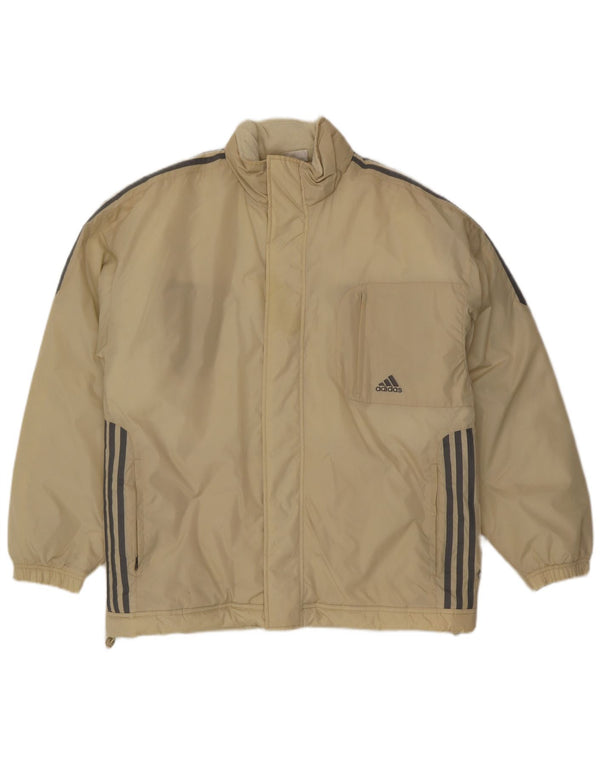 Adidas Mens Loose Fit Padded Jacket UK 40/42 Medium Beige Polyester