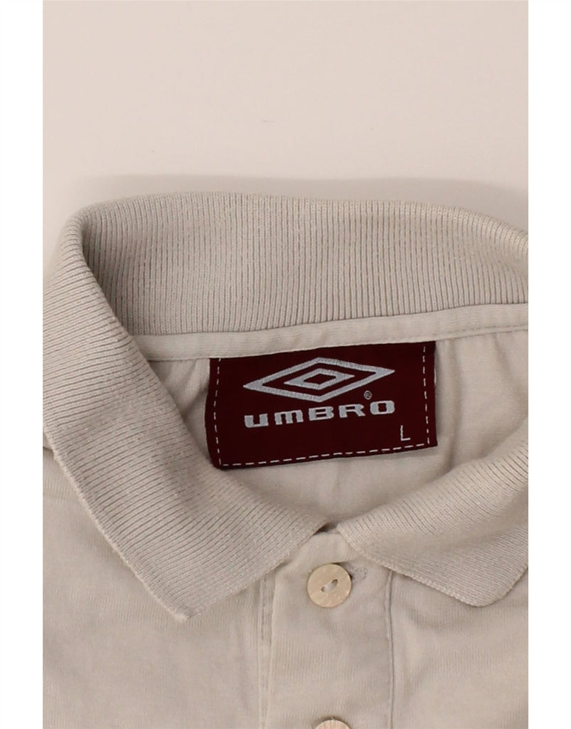 UMBRO Mens Graphic Polo Shirt Large White Cotton Vintage Umbro and Second-Hand Umbro from Messina Hembry 