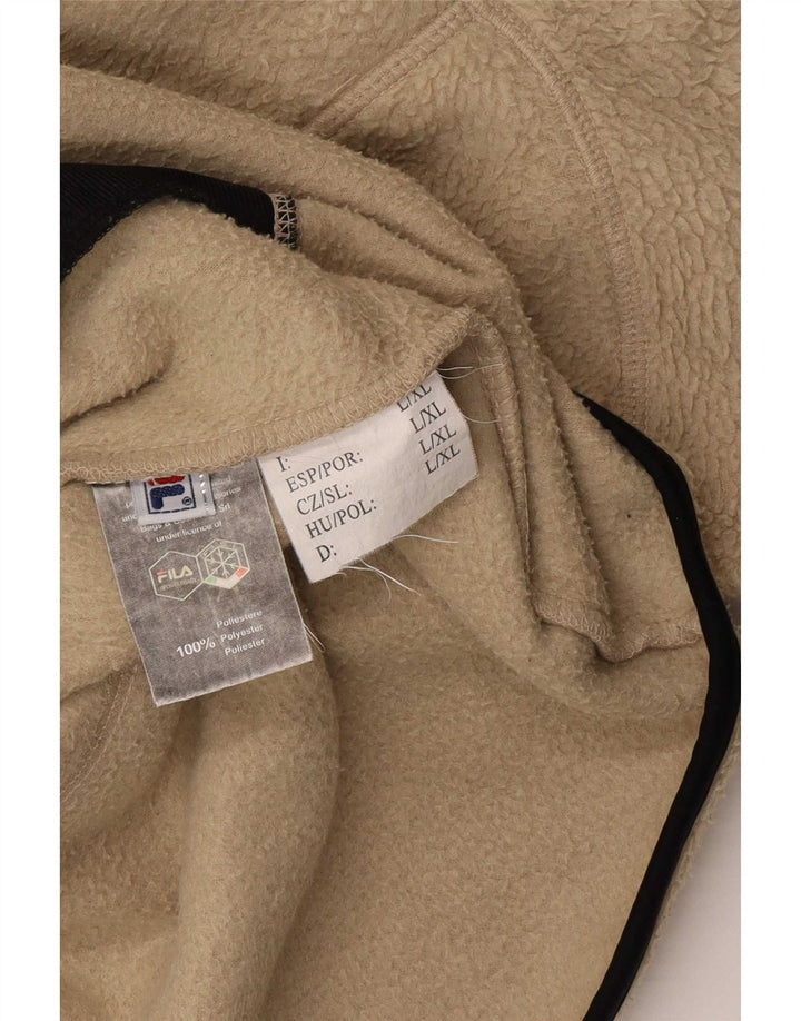 Fila Mens Fleece Jacket UK 40 Large Beige Colourblock Polyester