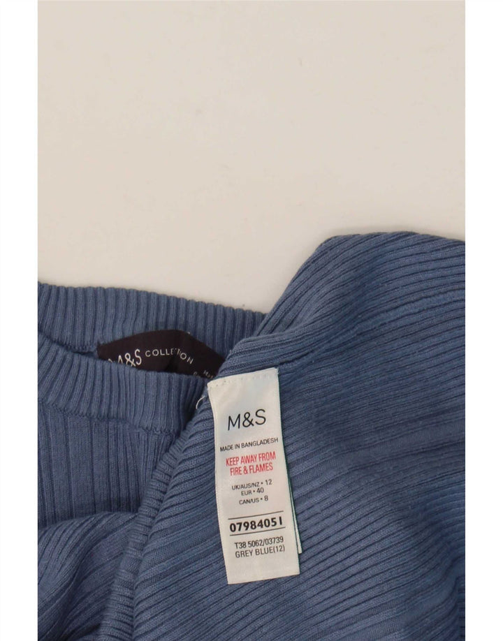 Marks & Spencer Womens Crew Neck Jumper Sweater UK 12 Medium Blue Viscose