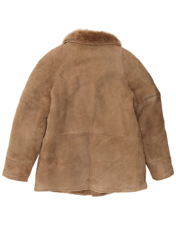 Vintage Mens Shearling Jacket IT 52 XL Brown Shearling