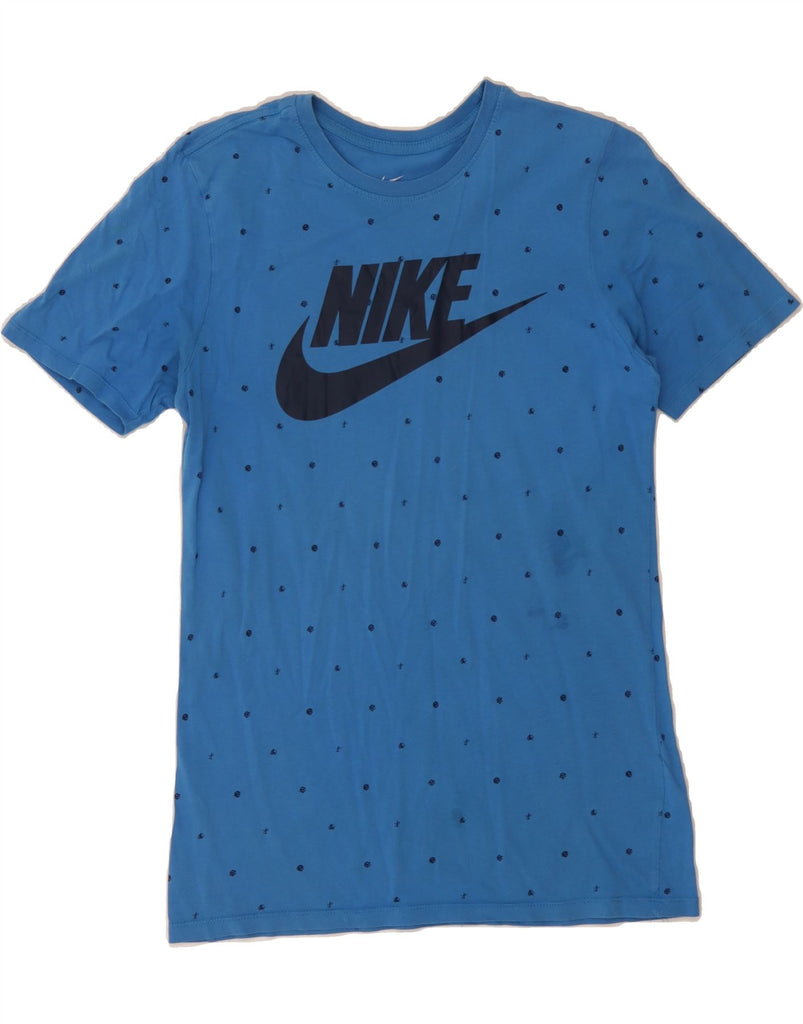NIKE Mens Athletic Cut Graphic T-Shirt Top Small Blue Cotton Vintage Nike and Second-Hand Nike from Messina Hembry 