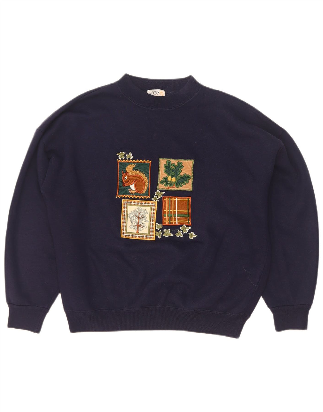 Acorn Womens Graphic Oversized Sweatshirt Jumper UK 10 Small Navy Blue