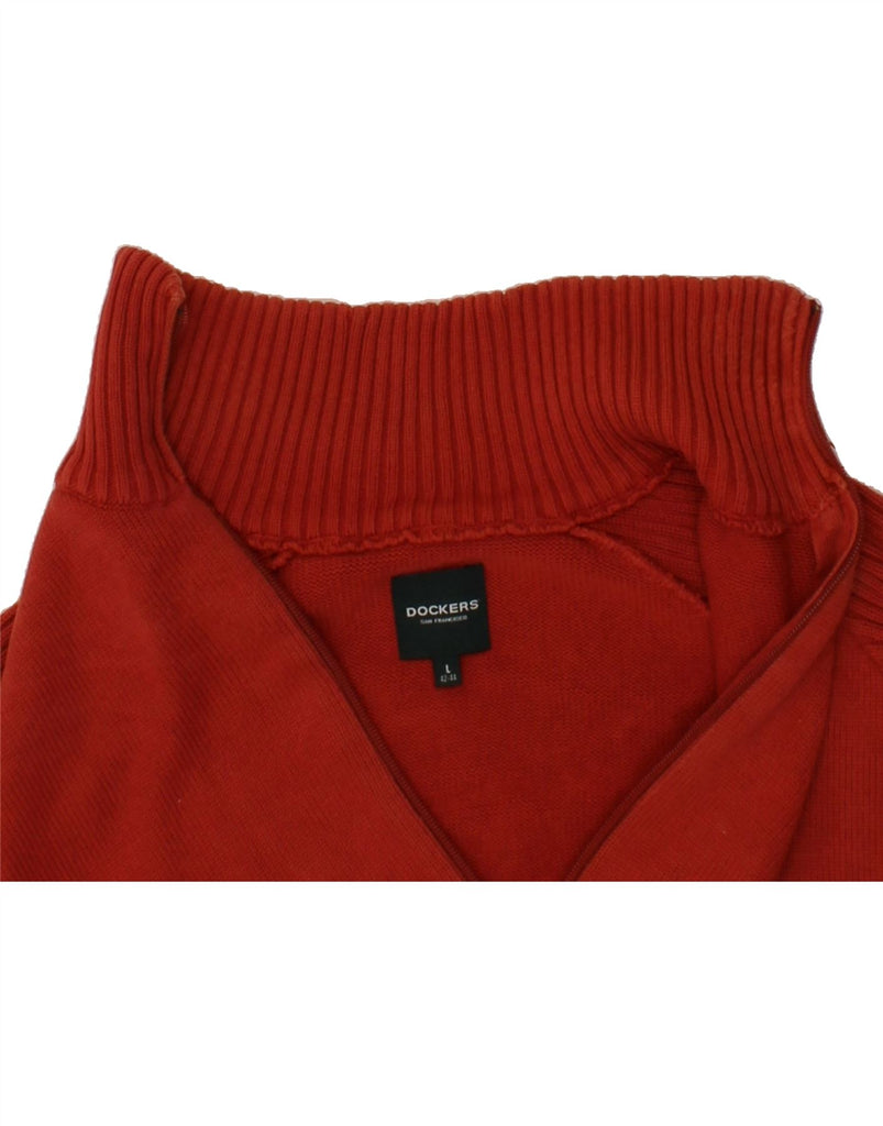 DOCKERS Mens Cardigan Sweater Large Red Cotton Vintage Dockers and Second-Hand Dockers from Messina Hembry 