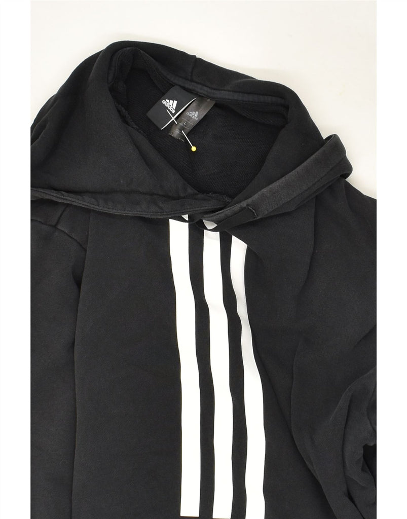 ADIDAS Mens Graphic Hoodie Jumper Large Black Cotton | Vintage Adidas | Thrift | Second-Hand Adidas | Used Clothing | Messina Hembry 