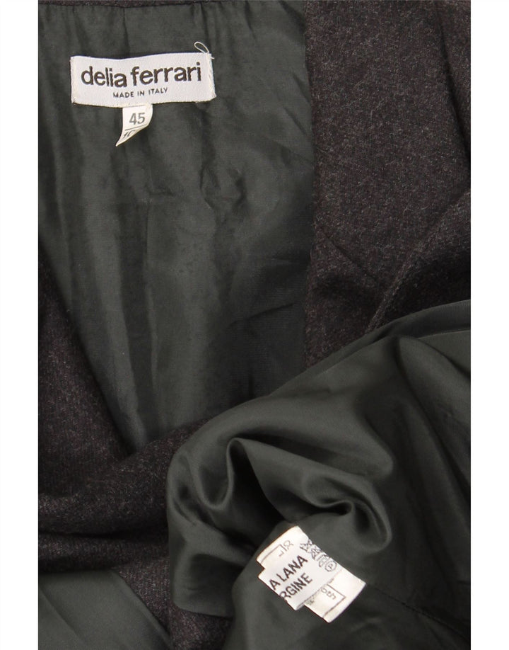 Delia Ferrari Womens 3 Button Blazer Jacket IT 45 Medium Black Virgin Wool