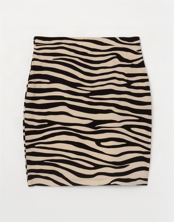 Escada Womens Pencil Skirt EU 42 Large W30 White Animal Print Silk