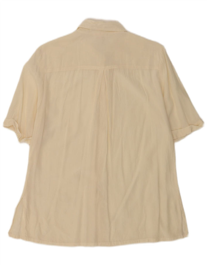 cherie Womens Short Sleeve Shirt Blouse IT 46 Large Beige Silk