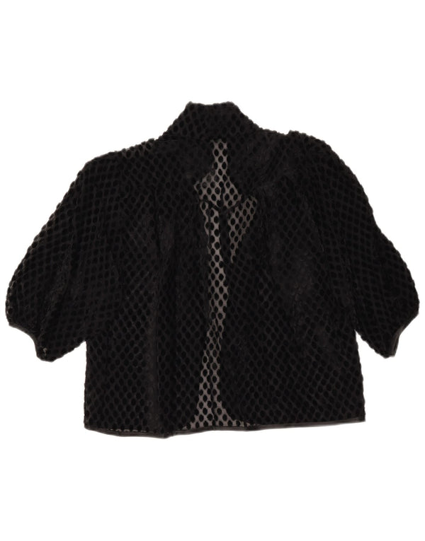 Vintage Womens See Through Bolero Top UK 14 Large Black Polka Dot