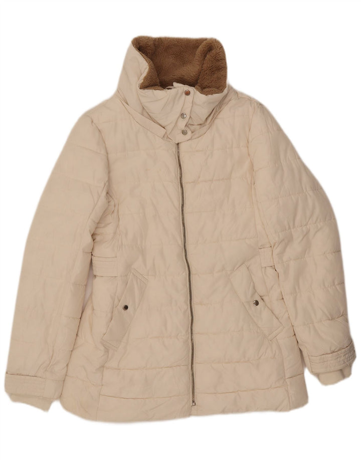 Zara Womens Oversized Padded Jacket UK 10 Small White Polyester
