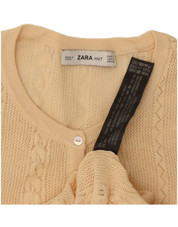 Zara Womens V-Neck Jumper Sweater UK 8 Small Beige Viscose