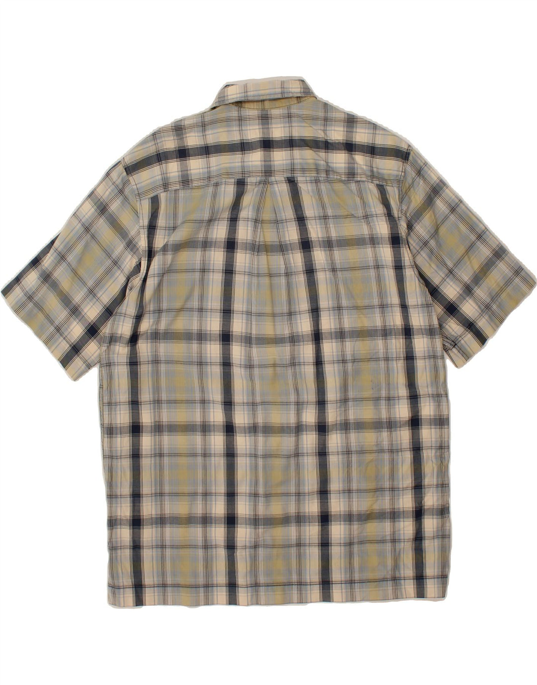 EDDIE BAUER Mens Tall Short Sleeve Shirt Large Blue Check Cotton Vintage Eddie Bauer and Second-Hand Eddie Bauer from Messina Hembry 
