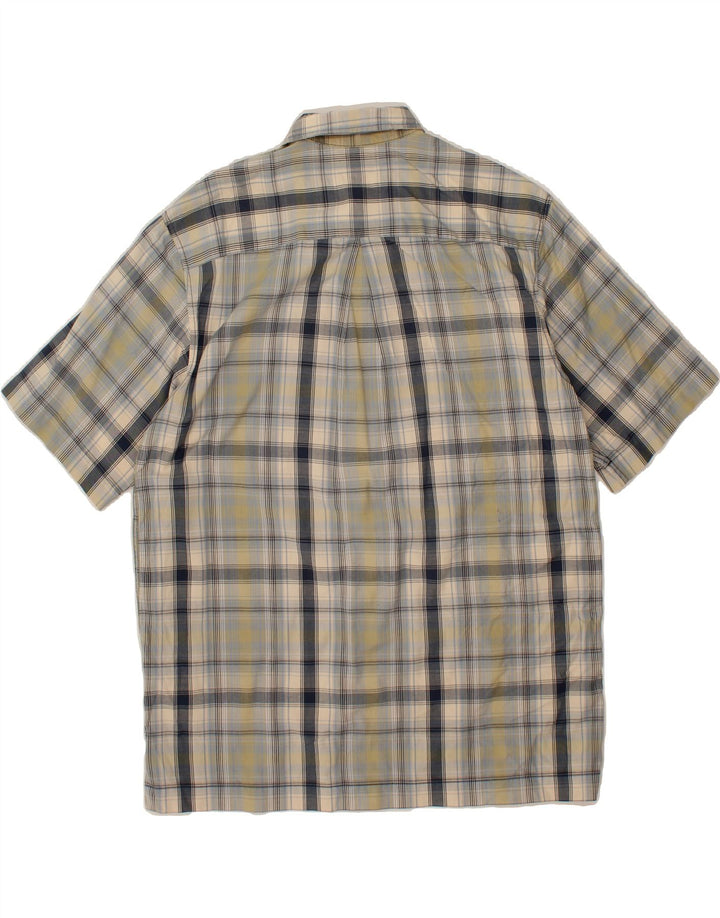 EDDIE BAUER Mens Tall Short Sleeve Shirt Large Blue Check Cotton Vintage Eddie Bauer and Second-Hand Eddie Bauer from Messina Hembry 