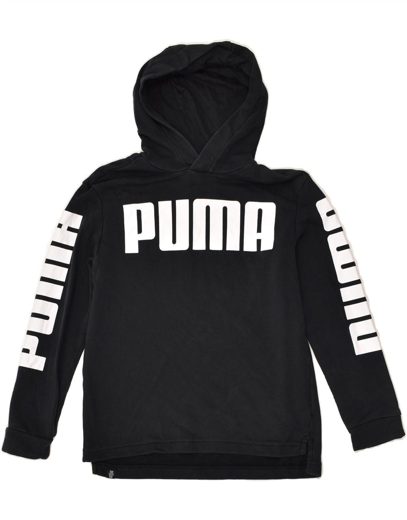 PUMA Boys Graphic Hoodie Jumper 11-12 Years Black Cotton | Vintage Puma | Thrift | Second-Hand Puma | Used Clothing | Messina Hembry 