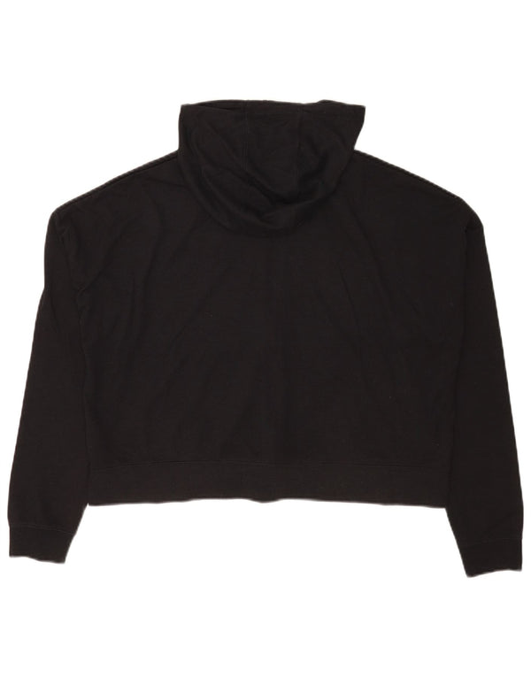 Nike Womens Crop Oversized Zip Hoodie Sweater UK 14 Medium Black Polyester