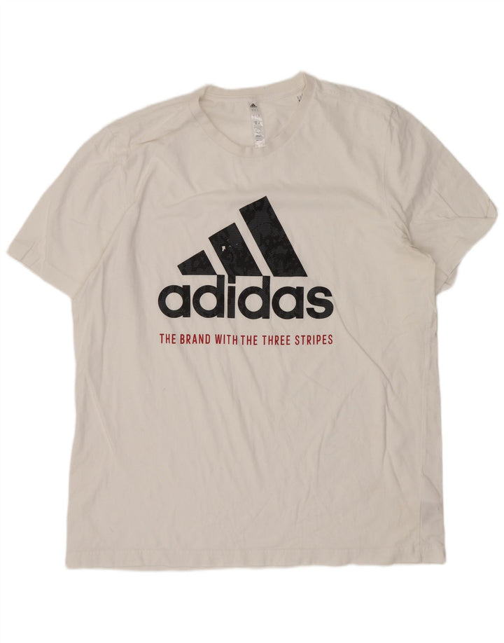 Adidas Mens Graphic T-Shirt Top Large White Cotton