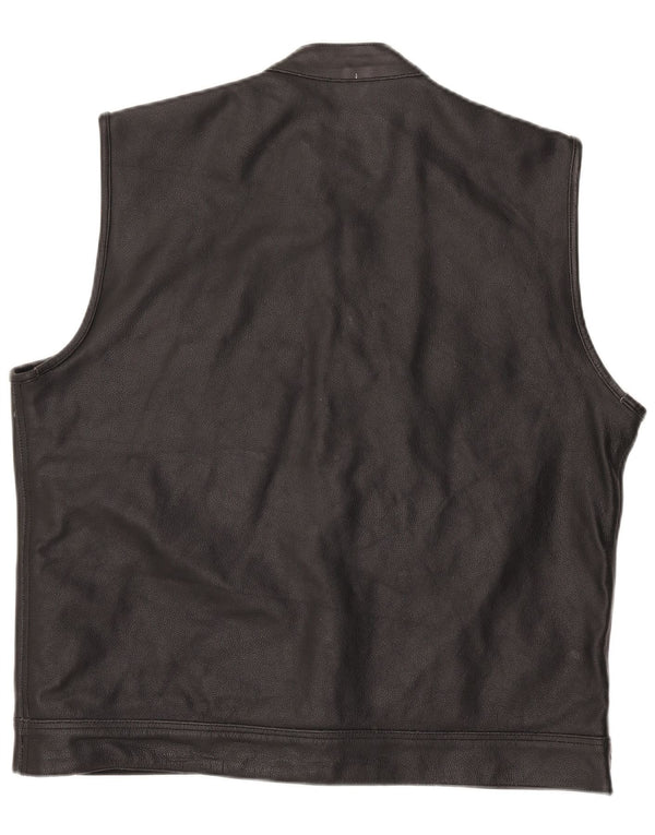 Leatherick Mens Leather Gilet UK 44 2XL Black Leather