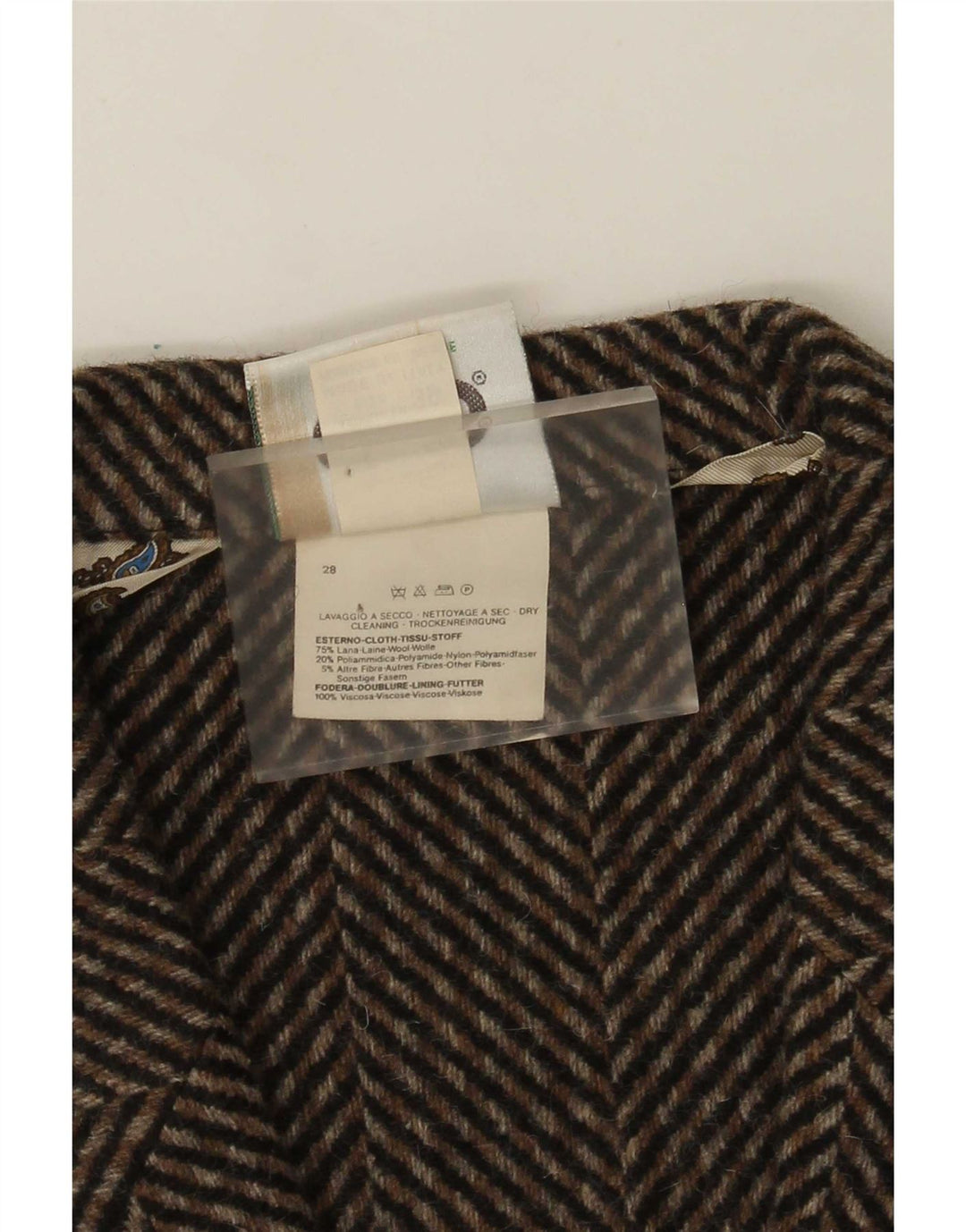 Ciao Mens 2 Button Blazer Jacket EU 50 Large Brown Herringbone Wool
