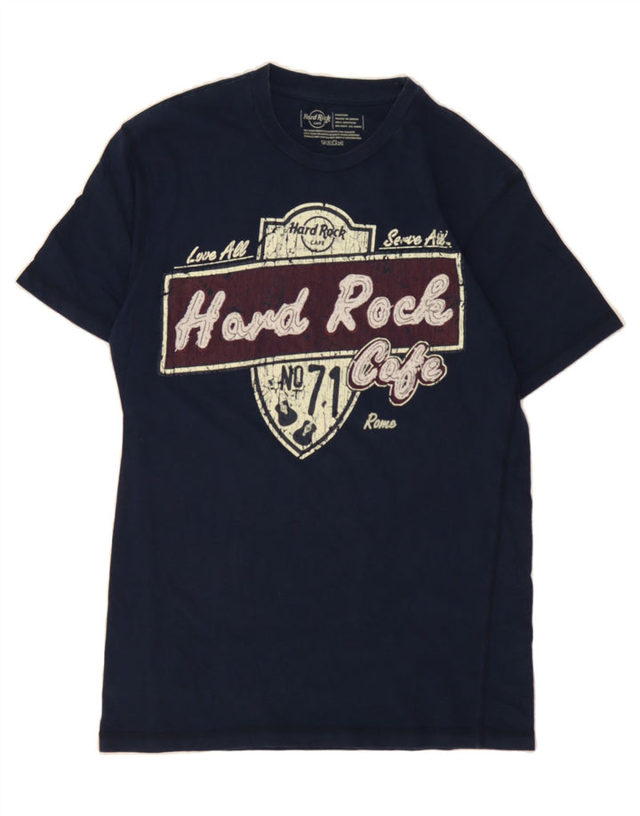 HARD ROCK CAFE Mens Rome Graphic T-Shirt Top Medium Navy Blue Cotton Vintage Hard Rock Cafe and Second-Hand Hard Rock Cafe from Messina Hembry 