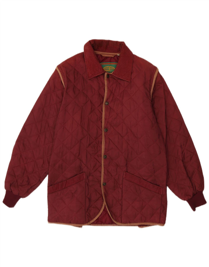 Vintage Mens Quilted Jacket UK 36 Small Burgundy Nylon