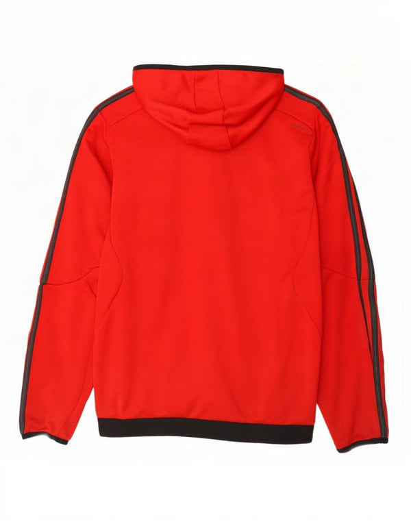 Adidas Mens Climalite Zip Hoodie Sweater Medium Red Colourblock Polyester