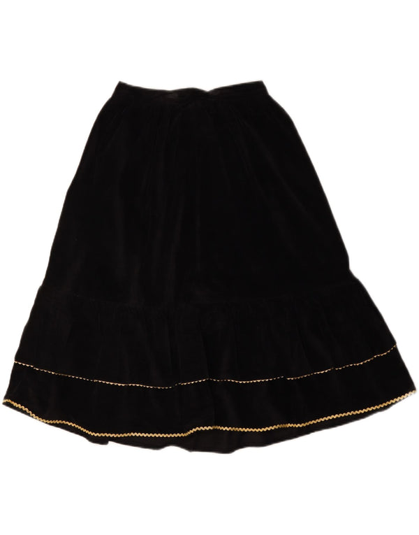 Vintage Womens High Waist Velvet A-Line Skirt IT 42 Medium W26 Black