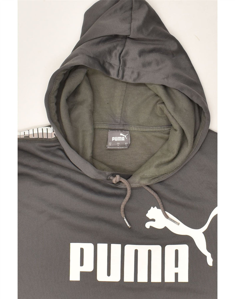 PUMA Mens Graphic Hoodie Jumper Medium Grey Polyester | Vintage Puma | Thrift | Second-Hand Puma | Used Clothing | Messina Hembry 