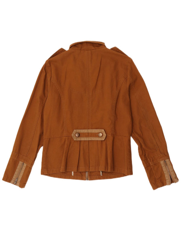 Marks & Spencer Womens Military Jacket UK 12 Medium Brown Cotton