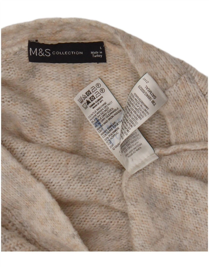 Marks & Spencer Womens Oversized Cardigan Sweater UK 16 Large Beige
