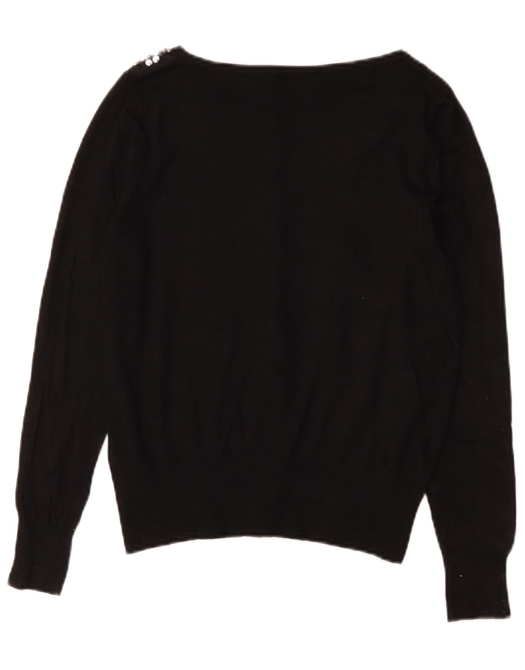 Marks & Spencer Womens Cardigan Sweater UK 12 Medium Black Cotton