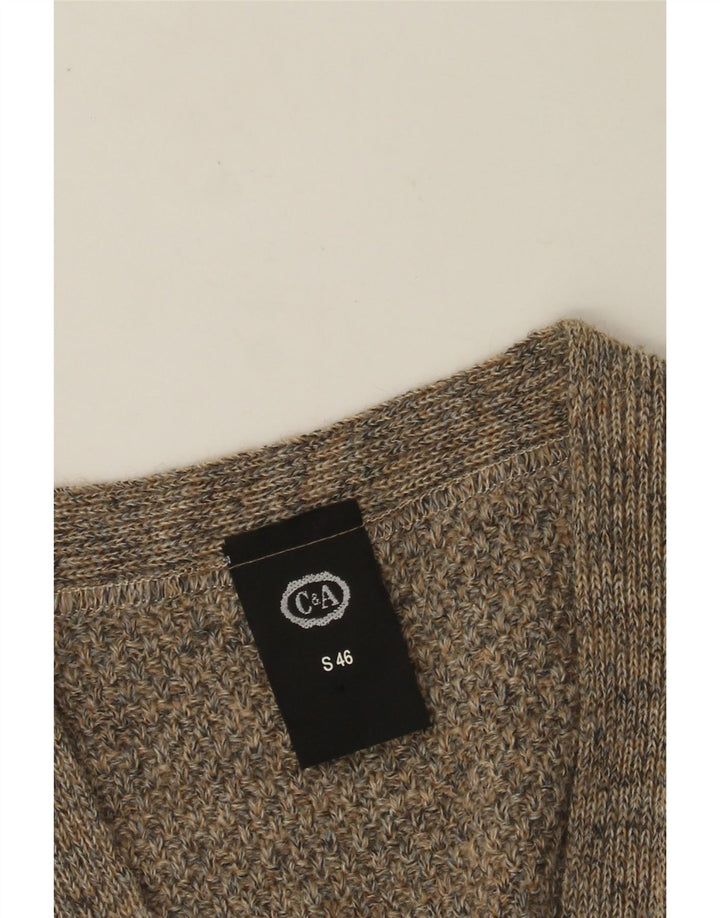 C&A Mens Loose Fit Sleeveless Cardigan Sweater IT 46 Small Grey Acrylic