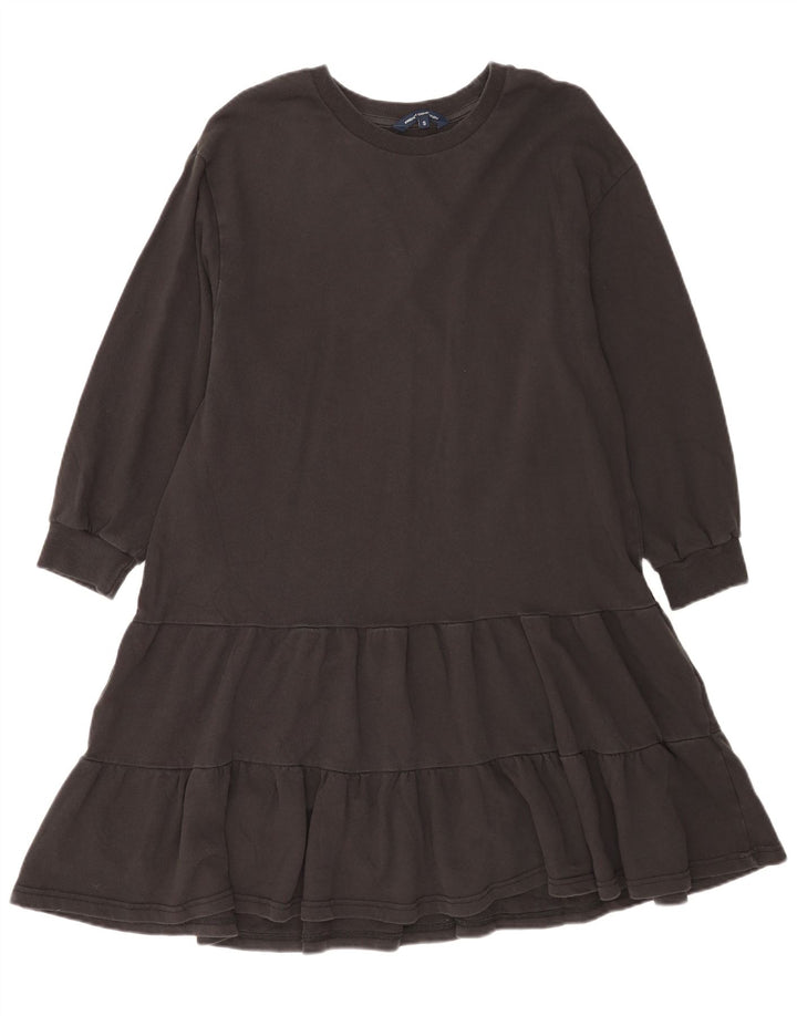 French Connection Womens Oversized Tiered Dress UK 10 Small Black Cotton