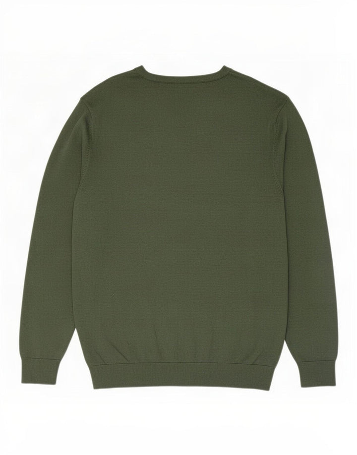 Zara Mens Boat Neck Jumper Sweater Medium Green Viscose