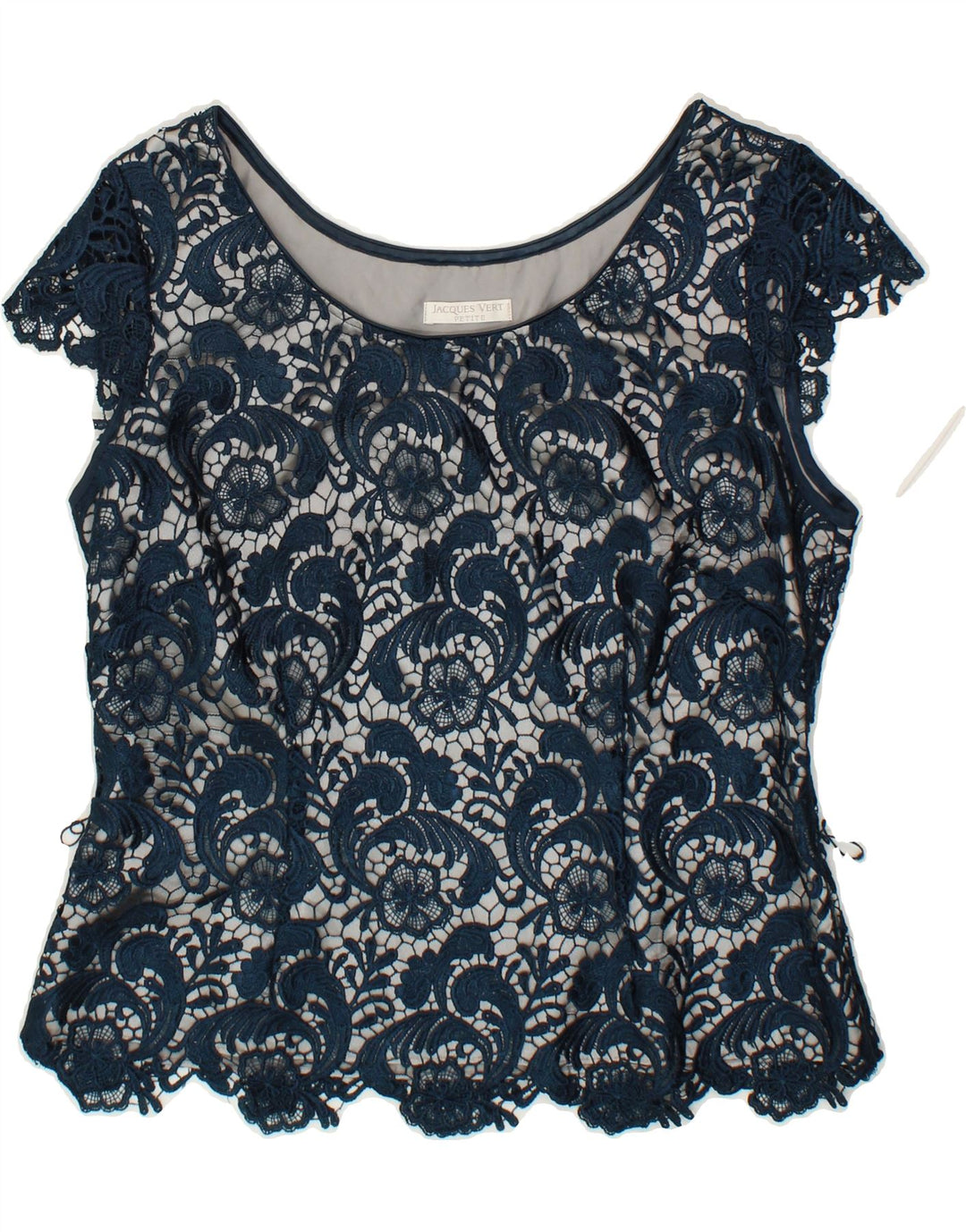 JACQUES VERT Womens Petite Crop Blouse Top UK 14 Medium Blue Paisley Vintage Jacques Vert and Second-Hand Jacques Vert from Messina Hembry 