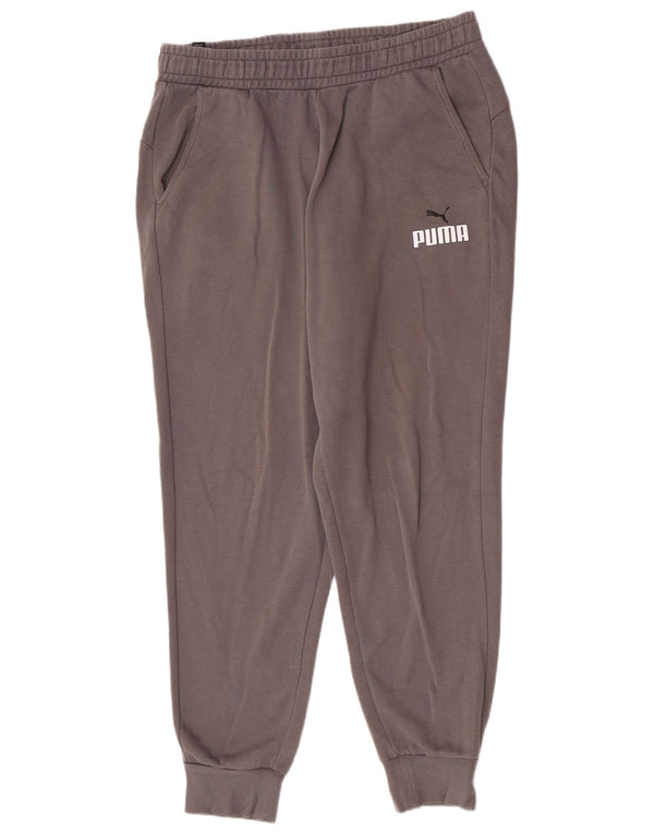 Puma Mens Graphic Regular Fit Tracksuit Trousers Joggers Large Grey Cotton