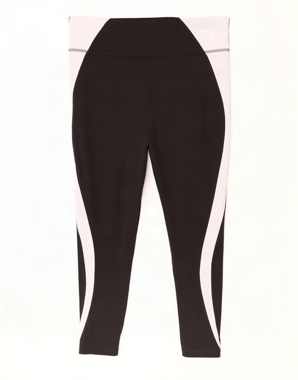 Puma Womens Crop Leggings UK 16 Large Black Colourblock Polyester