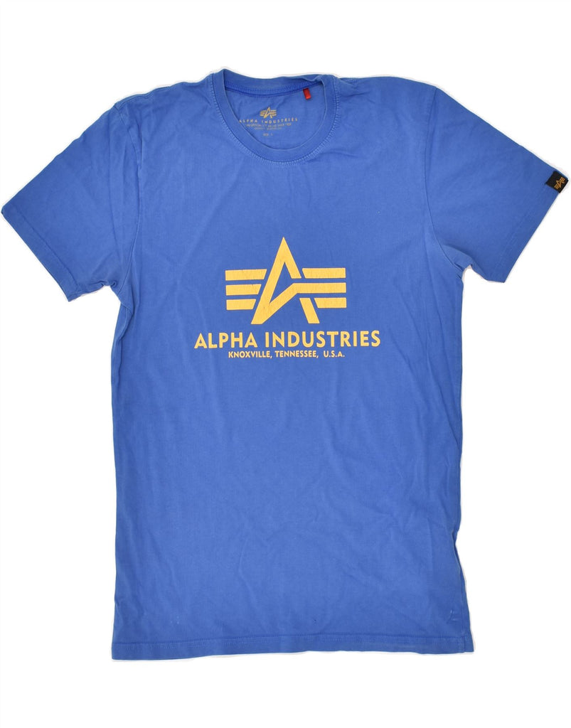 ALPHA INDUSTRIES Mens Graphic T-Shirt Top Small Blue Cotton | Vintage Alpha Industries | Thrift | Second-Hand Alpha Industries | Used Clothing | Messina Hembry 