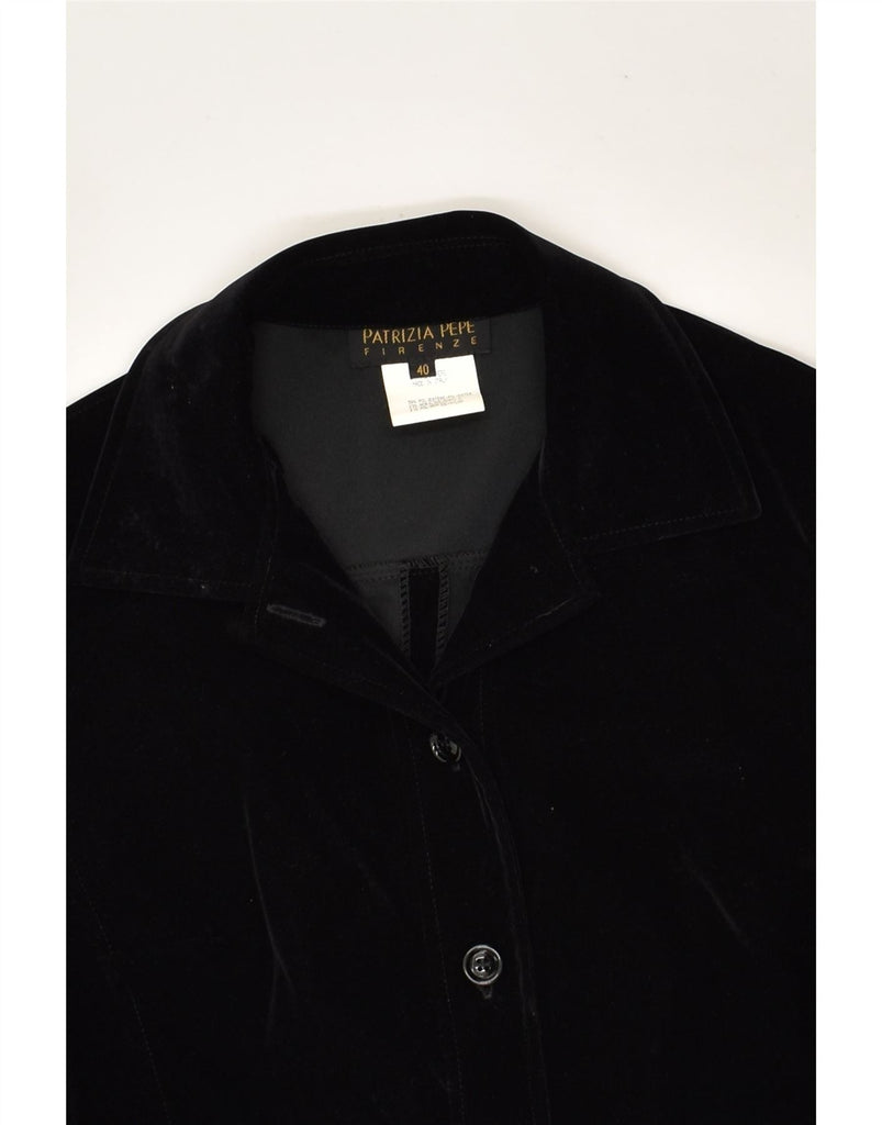 PATRIZIA PEPE Womens Overcoat EU 40 Medium Black Polyester | Vintage Patrizia Pepe | Thrift | Second-Hand Patrizia Pepe | Used Clothing | Messina Hembry 